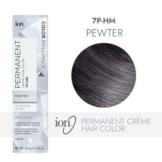 ion Color Brilliance Permanent Creme Hair Color utilizes pure ionic micro pigments for deeper, more intense color. Ion 7P-HM Pewter Permanent Creme Hair Color | Gray | 2.05 oz. | Sally Beauty 5vv Hair Color, Ion Dark Mushroom Blonde, Light Charcoal Hair Color, Ion Demi Permanent Hair Color Chart, Chrome Hair Color, Ion Brights Semi Permanent Hair Color Chart, Ion Silver Pearl Hair Color, Ion Hair Color Chart, Ion Hair Colors