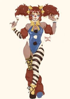 a drawing of a woman dressed as a clown