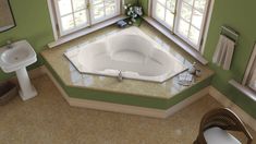 Malibu Abaka Triangle Combination Whirlpool & Air Jet Bathtub 59 x 59 x 23 Two Person Bathtub, Jet Bathtub, Bathtub Dimensions, Drop In Tub, Jetted Bath Tubs, Drop In Bathtub, Malibu Home, Bath Collection, Built In Seating