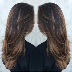 Deep Brown Hair, Hairstyles Layered, Stylish Hairstyles, Caramel Highlights, Ombré Hair, Balayage Brunette, Trending Hairstyles, Long Straight Hair