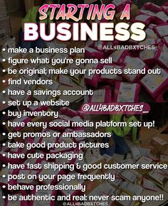 a poster with the words starting a business on it