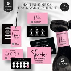 the package includes hair products and business cards