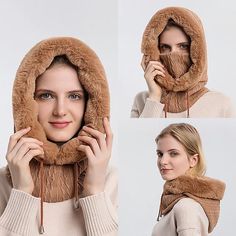 High Quality Winter Fur Cap Mask Set Hooded for Women Knitted Cashmere Neck Warm Outdoor Ski Windproof Hat Thick Plush Fluffy Beanies 9174533 2022 – 8 949 Cold Weather Hats, Climbing Clothes, Warm Winter Hats, Hat And Scarf Sets, Winter Set, Hooded Scarf, Winter Hats For Women, Winter Beanie, Warm Scarf