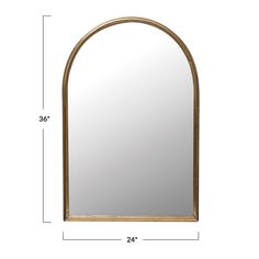 an arched mirror is shown with measurements