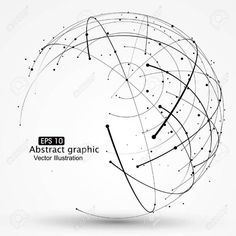 an abstract background with lines and dots in the shape of a sphere