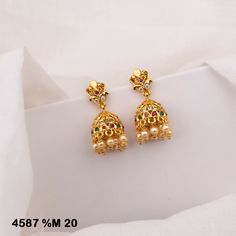 Small Gold Earrings Designs, Earrings Gold Indian Simple, Jumki Gold, Ear Rings Design, Baby Jewellery