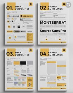 four yellow and white flyer templates with the text's numbers on each side