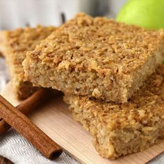 apple cinnamon oatmeal bars on a cutting board