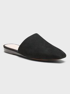 Suede Mini-Wedge Mule | Banana Republic Modern Closed Toe Slip-on Slides, Chic Synthetic Slip-ons With Cushioned Footbed, Classic Slip-on Mules With Textured Footbed, Synthetic Slip-on Mules For Workwear, Synthetic Slip-on Mules For Work, Modern Synthetic Mules With Textured Footbed, Classic Flat Mules With Textured Footbed, Slip-on Slide Mules With Textured Footbed, Slip-on Slide Slippers With Textured Sole