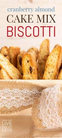 cranberry almond cake mix biscotti in a bowl