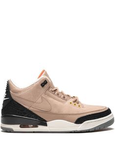 Supplied by a premier sneaker marketplace dealing with unworn, already sold out, in demand rarities. Each product is rigorously inspected by experienced experts guaranteeing authenticity. Hit the ground running. Crafted from light brown, black and white leather and suede Air Jordan 3 JTH bio beige from Jordan will keep you moving while staying comfortable. A timeless classic. Featuring a round toe, a lace-up front fastening, a brand embossed tongue, a branded insole, a padded ankle, branded heel All Jordans, Nike Design, Beige Sneakers, Nike Elite Socks, Jordan Outfits, Jordan Air, Nike Air Jordans, Nike Basketball Shoes, Air Jordan 3