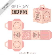 a pink birthday gift box template