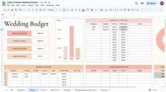 the wedding budget spreadsheet is shown in this screenshote screengrace