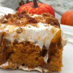 Butter Pecan Poke Cake, Pecan Poke Cake, Sweetened Condensed Milk Caramel, Condensed Milk Caramel, Pumpkin Poke Cake, Spiced Whipped Cream, Pudding Poke Cake, Butter Pecan Cake, Pumpkin Pudding