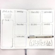 My weekly spread with little dainty flowers and leaves : bulletjournal Weekly Spread Bullet Journal, Weekly Bullet Journal, Bullet Journal Weekly Layout, Weekly Log, Bullet Journal Minimalist, Bullet Journal 2020, Bullet Journal 2019, Bullet Journal Hacks