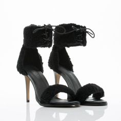 Jaggar Transcendence Shearling Fur Heels In Black Lace Up Nib Women's Size 7.5 New In Box Shearling Detailing Ankle Strap With Tie Wooden Stiletto Heel 4.3" Heel Height Black Padded Heel Winter Heels, Winter Formal Lace-up Heels, Winter Evening Lace-up Heels, Lace-up Evening Heels For Winter, Winter Open Toe Heels With Padded Heel, Winter High Heel With Wrapped Heel, Winter High Heels With Wrapped Heel, Winter Evening High Heel Shoes, Winter Evening Open Toe Heels