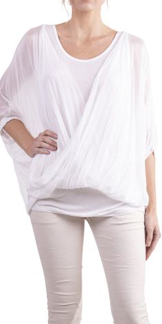 Versatile Stretch Blouse For Layering, Airy Summer Top For Layering, Airy Top For Summer Layering, Airy Summer Tops For Layering, Summer Layering Top, Summer Layering Wrap Tops, Summer Wrap Tops For Layering, Versatile White Wrap Top, Spring Sheer Stretch Blouse