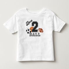 a white t - shirt with the number two on it and soccer balls around it