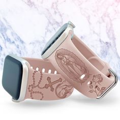 "Silicone replacement watch band compatible with Apple Watch These custom watch bands are laser engraved with Virgin Mary design.  Compatible with Series 9/8/SE/7/6/5/4/3/2/1 Apple Watch Watch band 38mm 40mm 41mm 42mm 44mm 45mm Available in 17 band colors Sizes available: - 38mm & 40mm & 41mm S/M 5.1\"-7.1\" (130mm-180mm) wrist - 38mm & 40mm & 41mm M/L Fits 5.9\"-7.9\" (150mm-200mm) wrist - 42mm & 44mm & 45mm S/M Fits 5.5\"-7.5\" (140mm-190mm) wrist - 42mm & 44mm & 45mm M/L Fits 6.3\"-8.3\" (160 Catholic Shirt, Jesus Tshirts, Catholic Gifts, Custom Watch, Sacred Heart, Virgin Mary, Watch Band, Laser Engraving, Watch Bands