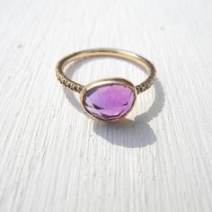 14k Amethyst Ring with Black Diamonds - collyersmansion Diamond Cluster Engagement Ring, Moonstone Engagement, Moonstone Engagement Ring, Special Ring, Plain Bands, Morganite Engagement Ring, Yellow Gold Engagement, Morganite Ring, Yellow Gold Engagement Rings