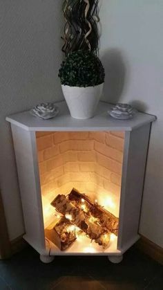 a small fireplace with some food in it