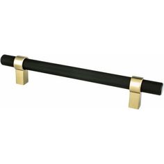 a black and gold door handle on a white background