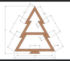 a wooden triangle is shown with measurements for the top and bottom pieces, including two sides