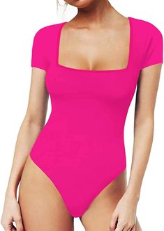 Short Sleeve Rose Pink Square Neck Tops Bodysuit Fabric: 95% Jersey, 5% Spandex Snap closure Machine Wash Package content:1* Bodysuit Square Neck Tops, Pink Square, Winter Knit Hats, Square Neck Top, Boot Accessories, Color Shorts, Winter Knits, Sunglass Frames, Rose Pink