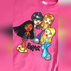 Bratz Graphic Print T-Shirt Women’s L Pink Short Sleeve. Wore Twice! Looks Brand New! Fun Pink Tops For Fan Merchandise, Cute Cartoon Print Tops For Fan Merchandise, Cute Tops With Cartoon Print For Fans, Pink Pop Culture Fan Merchandise Tops, Pink Tops With Character Print For Fan Merchandise, Trendy Tops With Character Print For Fans, Casual Pink Tops For Fan Merchandise, Pink Cartoon Print Tops For Fans, Trendy Pink Fan Merchandise Tops