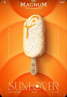 an ice cream sunflower advertisement with orange background