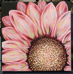 a painting of a large pink sunflower