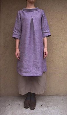 Linen Dress Pattern Tunics, Linen Dress Pattern, Japanese Sewing Patterns, Japanese Sewing, Rolled Collar, Fashion Mask, Linnet, One Piece Dress, Linen Dresses