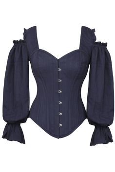 Our Kailani Overbust Cotton Corset is a classic Victorian style corset, featuring a front busk closure, long sleeves, and full overbust for your perfect fit. Shop Now. 1800 Corset, Corset Top Pattern, Custom Corsets, Best Waist Trainer, Style Corset, Cotton Corset, Victorian Corset, Corset Outfit, Womens Closet