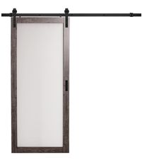 36 in. x 84 in. Iron Age Gray MDF Frosted Glass 1 Lite Design Sliding Barn Door with Rustic Hardware Kit - Super Arbor Frosted Glass Barn Door, Modern Sliding Door Hardware, Austin Apartment, Frosted Glass Design, Exterior Doors With Glass, Modern Sliding Doors, Floor Renovation, Wood Barn Door, Interior Sliding Barn Doors