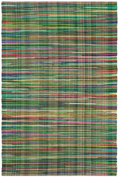 an area rug with multicolored stripes on the bottom and bottom, in various colors