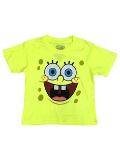 Spongebob Squarepants Boys Yellow Smiling Tee Shirt T-Shirt He will love wearing this cool yellow Spongbob Square Pants "Crazy smile" t-shirt! Boys sizes 60% cotton, 40% polyester Made in Pakistan Payment We accept PayPal as our payment method. Immediate payment is required. If you have any questions about payment, please feel free to contact our customer support team. Return Policy We have a no hassle return policy If you are unhappy with your purchase, please contact us within 14 days of recei Playful Unisex T-shirt With Character Print, Playful Cotton T-shirt For Streetwear, Playful Green Cotton T-shirt, Fun Character Print T-shirt, Fun Cotton T-shirt With Smiley Face, Unisex Cartoon Print Cotton Tops, Unisex Cotton Tops With Cartoon Print, Yellow T-shirt With Character Print, Yellow Crew Neck T-shirt With Cartoon Print