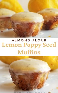 lemon poppy seed muffins with icing on top