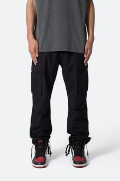 Vintage Cargo Pants - Black Functional Streetwear Cargo Pants With Multiple Pockets, Straight Leg Parachute Pants With Cargo Pockets For Streetwear, Techwear Full-length Work Pants With Cargo Pockets, Functional Cargo Pants With Multiple Pockets For Streetwear, Loosely Fitted Cargo Pants With Cargo Pockets For Outdoor, Outdoor Tapered Leg Work Pants With Cargo Pockets, Combat Style Full-length Cargo Pants, Full Length Combat Cargo Pants, Loosely Fitted Cargo Pants With Pockets For Outdoor