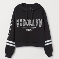 Brooklyn Bronx Sweatshirt Hoodie Brand New Never Worn Long-Sleeved Sweatshirt With A Lined Drawstring Hood And Ribbing At Cuffs And Hem. Soft, Brushed Inside H&m Fall Sweatshirt With Ribbed Cuffs, H&m Long Sleeve Sweatshirt With Ribbed Cuffs, Urban Style Hoodie Tops For Spring, Urban Style Hoodie For Spring, Trendy Hooded Cotton Tops, Urban Style Spring Hoodie Top, Trendy Cotton Hooded Top, Urban Spring Hoodie, Streetwear Letter Print Hoodie Top