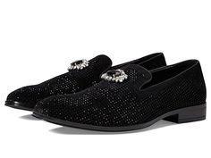 Stacy Adams Spark Brooch & Rhinestone Slip-On | Zappos.com Black Prom Shoes Men, Black Prom Shoes Glitter, Prom Shoes Men, Sparkly Black Shoes, Velvet Loafers Mens, Prom Shoes Black, Creative Black Tie, Sparkly Belts, Prom Men