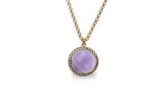 Add that perfect finishing touches to your looks with this Amethyst necklace for women. A gem necklace that features a 16mm-diameter Amethyst, held in crown-inspired setting and gorgeously hanging in a long chain. A great piece to give a flattering charm to your silhouettes. A spectacle of a jewelry piece Finish is customizable, available in 14k yellow, rose and white gold With different necklace length choices Nickel Free and Tarnish Resistant Thoughtfully packaged with a fancy gift kit Product Elegant Purple Amethyst Necklace, Elegant Yellow Gold Amethyst Necklace, Elegant Amethyst Pendant Necklace, Classic Amethyst Necklaces For Wedding, Elegant Gold Amethyst Necklace, Elegant Amethyst Round Pendant Jewelry, Elegant Amethyst Necklace For Anniversary, Elegant Lavender Jewelry With Gemstone Accents, Lavender Gemstone Necklace For Formal Occasions