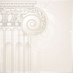 an architectural drawing of a column with swirls and scrolls on the top, against a beige background