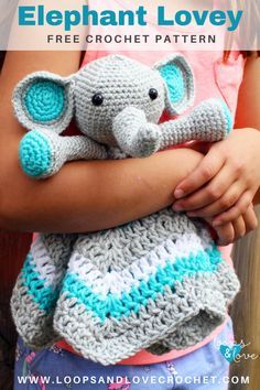 an elephant crochet pattern is shown in front of a child's hand