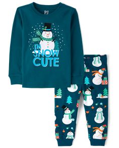 FABRICATION: 100% rib-knit cotton, imported PAJAMA TOP: Crew neck, long sleeves with banded cuffs, 'I'm Snow Cute' with snowman graphic design PAJAMA PANTS: Pull-on elasticized waistband, banded cuffs, snowman print Note: For child's safety, garment should fit snugly. This garment is not flame resistant. Loose fitting garment is more likely to catch fire. OEKO-TEX® STANDARD 100 Certified OEKO-TEX® Certification Number: 08.HIN.60591 HOHENSTEIN HTTI. Baby And Toddler Boys Long Sleeve Snowman Snug Snowman Graphic, Boy Pajamas, Cotton Pajamas, Winter Pajamas, Baby Pajamas, Baby And Toddler, Family Pajamas, Boys Pajamas, Cotton Pyjamas