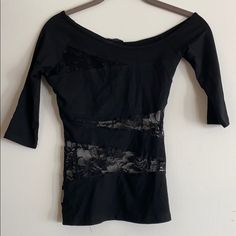 Black Top With Lace.. Very Stretchy, Brand New With Tags. Black Bodycon Top For Club, Black Bodycon Top For Night Out, Tops Black, Black Top, Black Color, Top Blouse, Blouses, Womens Tops, Brand New