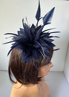 Navy Blue Fascinator With Flower Headband is attached Wedding Hat,Royal Ascot Ladies Day Size: small size  approx  Small size  Material:- Sinamay,Feathers Note :- I can't accept return.. Thanks Formal Blue Fascinator With Handmade Flowers, Blue Handmade Flower Hair Accessories For Weddings, Blue Wedding Fascinator With Handmade Flowers, Blue Handmade Flower Wedding Hair Accessories, Royal Blue Adjustable Fascinator For Wedding, Royal Blue Wedding Fascinator, Royal Blue Fascinator For Royal Ascot Wedding, Royal Blue Fascinator For Wedding And Royal Ascot, Royal Blue Fascinator For Wedding At Royal Ascot