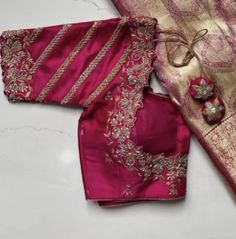 Pink Blouse Computer Work Designs, Latest Maggam Work Blouses 2024, Pink Saree Blouse Designs, Heavy Work Blouse Designs, Latest Maggam Work Blouses, Pink Blouse Designs, Maggam Blouse