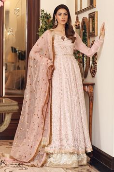 Chikankari Pishwas, Pink Palazzo Set With Intricate Embroidery For Reception, Pink Anarkali Set With Chikankari Embroidery For Reception, Pink Georgette Palazzo Set With Intricate Embroidery, Pink Organza Palazzo Set, Pink Palazzo Set With Dupatta For Wedding, Pink Organza Palazzo Set With Sheer Dupatta, Pink Georgette Sharara For Weddings, Traditional Pink Organza Palazzo Set