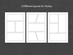 three different layouts for variety on a blackboard with the text 3 different layouts for variety