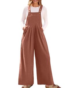 PRICES MAY VARY. Small=US 4-6, Medium=US 8-10, Large=US 12-14, X-Large=US 16-18. Comfy loose jumpsuit, please check the size chart carefully before purchase! Corduroy overall features sleeveless, adjustable shoulder straps, chic pleated waist design, wide leg long pants, solid color, hidden side zipper, casual loose style, with 4 pockets(a cute front pocket, two side pockets and one back pocket), also can be worn as a pregnancy outfits. Simple bib romper made of soft, breathable and lightweight Pant Romper, Wardrobe Revamp, Baggy Jumpsuit, Outfits Simple, Romper Long Pants, Modest Outfit, Mules Sandals, Heels Sneakers, Loose Jumpsuit